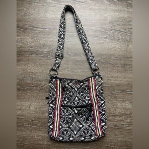 Vera Bradley Black and White Paisley Crossbody Purse EUC